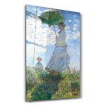 Claude Monet Şemsiyeli Kadın | Cam Tablo