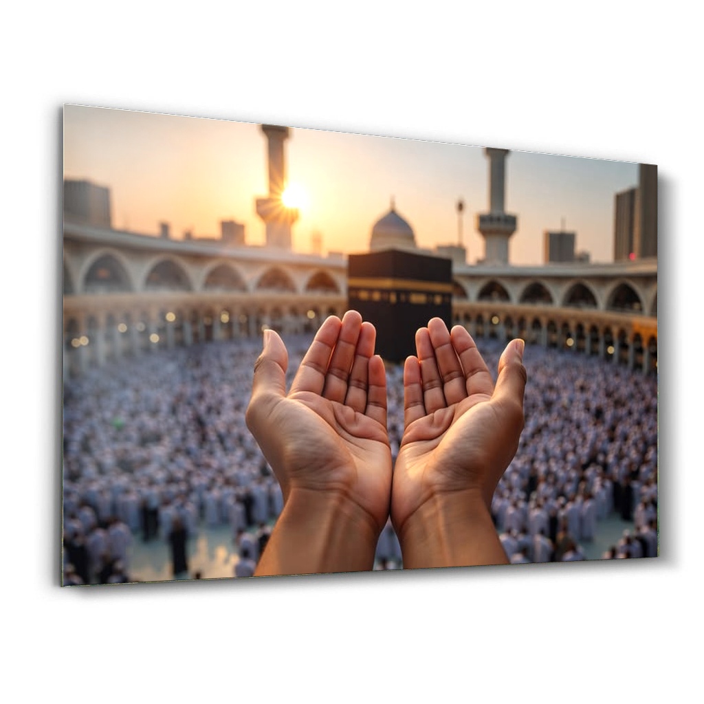 kabe-de-dua-eden-eller-cam-tablo Kâbe'de Dua Eden Eller yatay cam tablo ürün görünümü